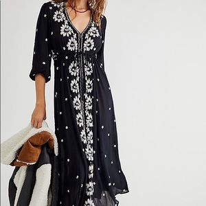 Free People Embroidered Fable Midi Dress